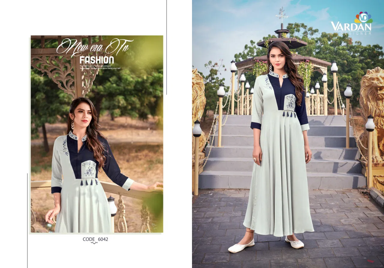 Vardan Ravia 1 New Designer Party Wear Rayon Anarkali Kurti Collection